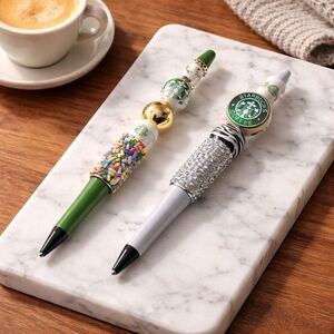 x2 Hand Crafted Beaded Pens New